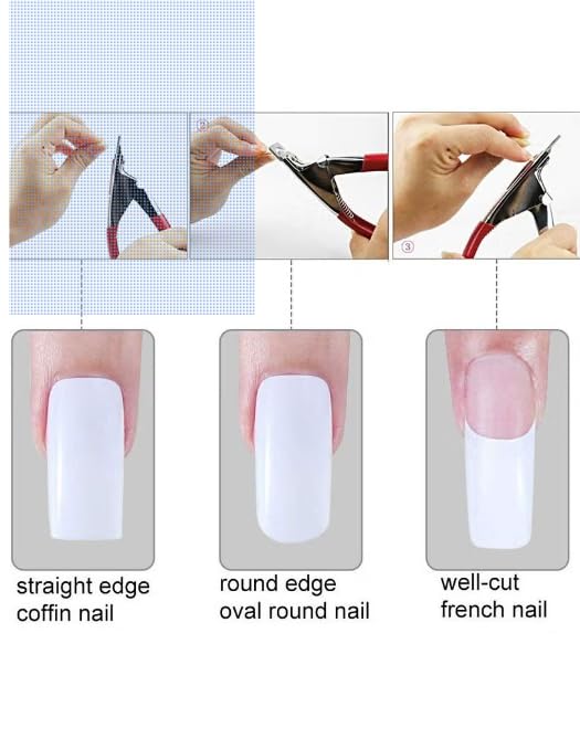 Nail Cutter for Acrylic Nails, Premium Metal Acrylic Nail Clippers Trimmer, False Fake Nail Tips French Shape Acrylic Nail Cutter for Salon Home Manicure