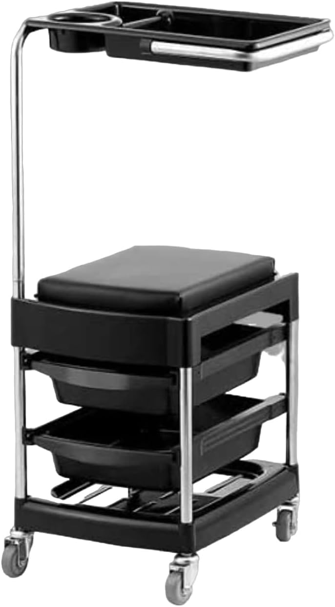 Professional Heavy Duty Pedicure -Manicure Stool Storage Cart for Nail Care Tools