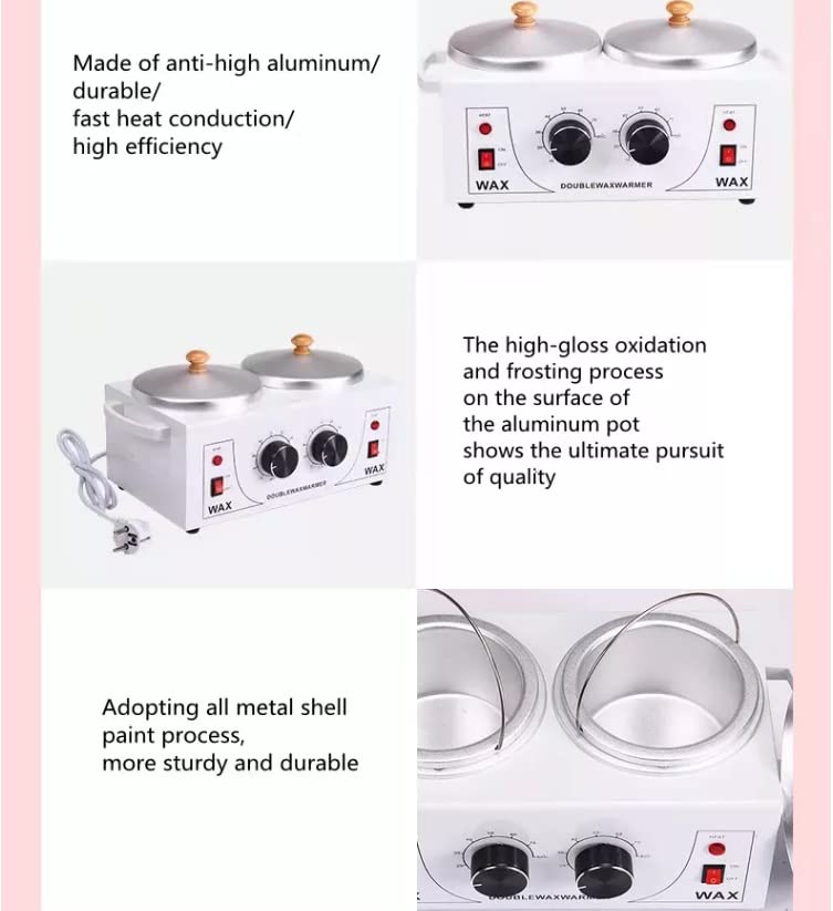 Double Wax Warmer, Professional Aluminum Hair Removal Wax Heater, Hard Wax Beads Melter Waxing Set Pot Body Dual Wax Heater Machine For Paraffin,Hair Removal