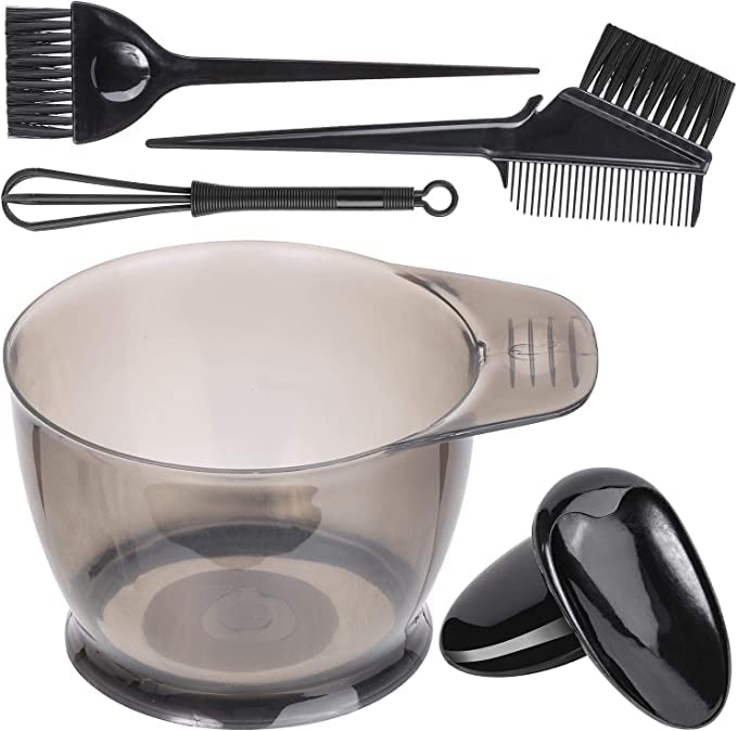 6-Piece Hair Dye Brush And Bowl Set BLACK