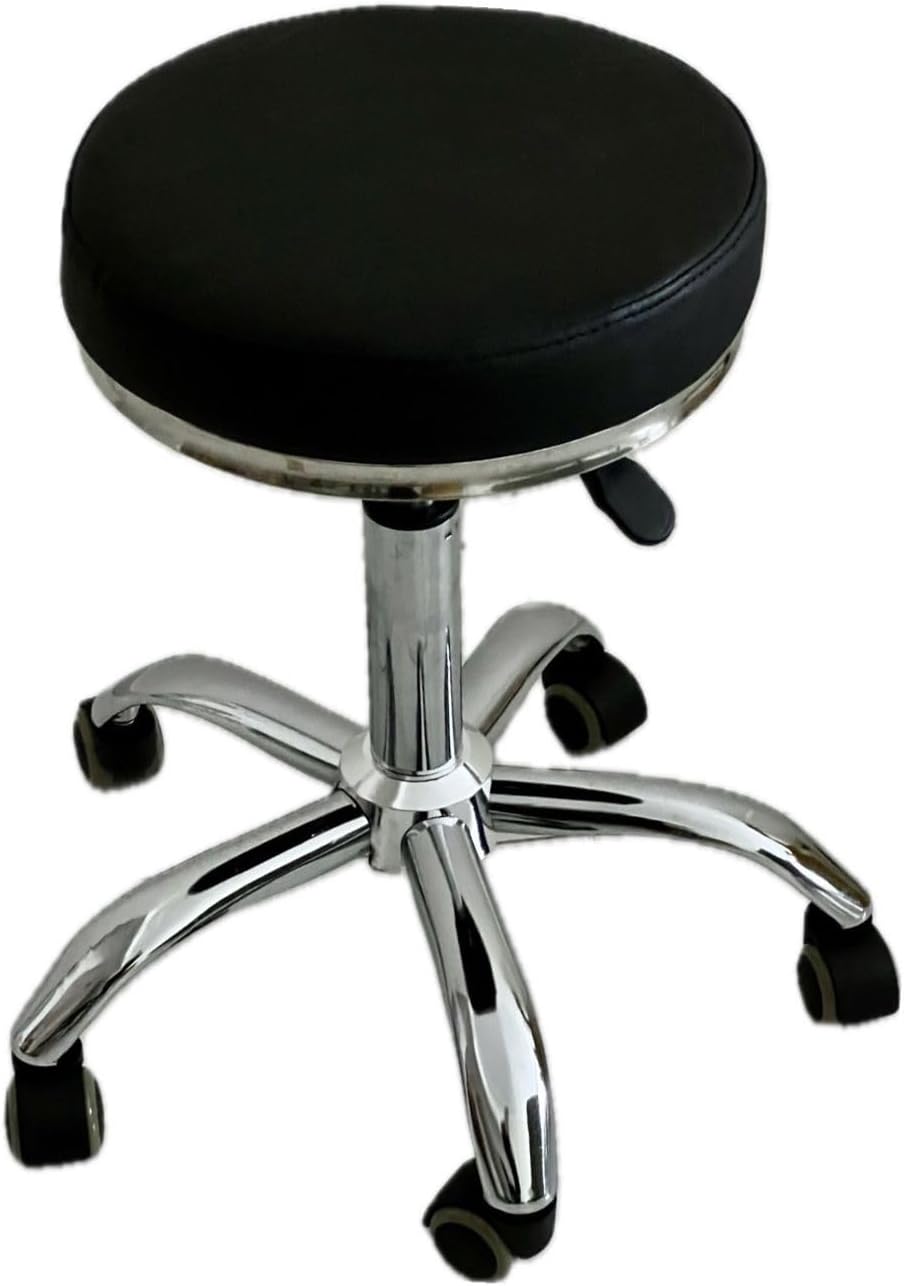 Rolling Stool Chair PU Leather Height Adjustable Swivel Drafting Work SPA Shop Salon Stools with Wheels Office Chair-Clinic