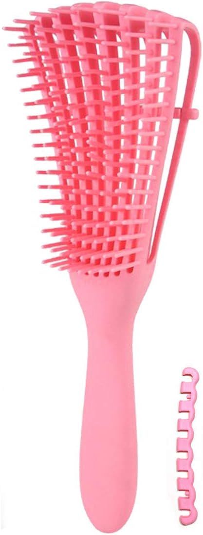 Hair Detangler Brush Natural Wet Detangling Brush for Kinky Curly Hair, Pink