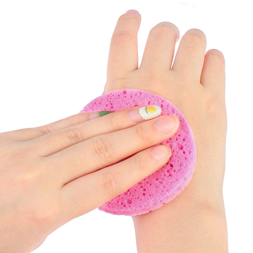 4 PICS Facial Sponges Cleansing Reusable Compressed Cellulose Face Sponge (Round)