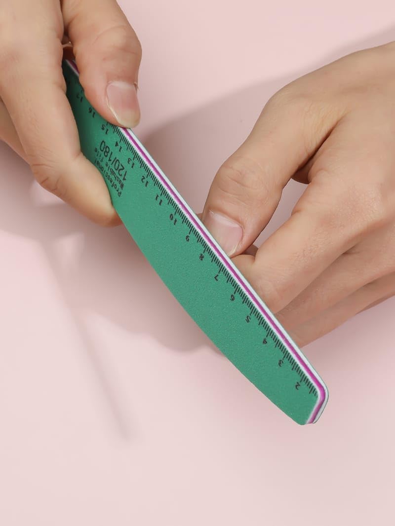 5 PICS Nail File With Ruler Scale 100/180 Sanding Nail Filer Polish Thick Sandpaper Nail Buffer Washable Manicure Nail Tools salon use