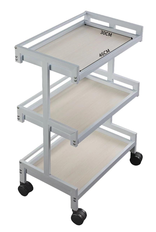 Salon Three Shelves Rolling Trolley Cart, White mobile beauty trolley spa-Clinic-Home-Salon