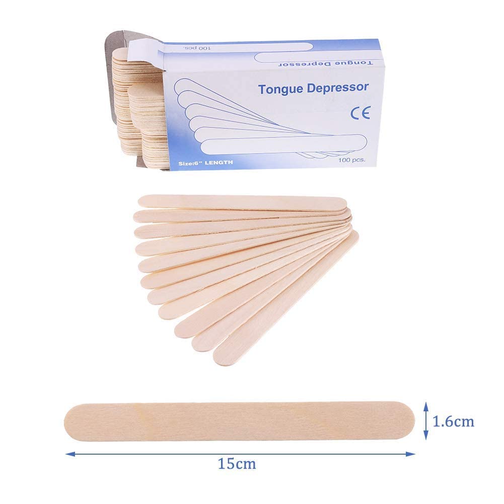 Wooden Tongue Depressor, Wax Spatula Depilatory Wood Spatula Waxing Disposable Wood (200 PIECES)