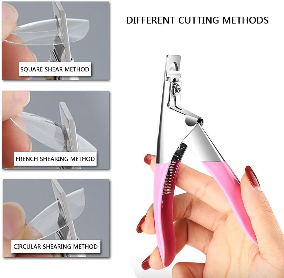 Nail Cutter for Acrylic Nails, Premium Metal Acrylic Nail Clippers Trimmer, False Fake Nail Tips French Shape Acrylic Nail Cutter for Salon Home Manicure