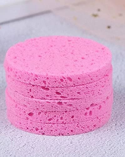 5 Pieces of Facial Cleansing Sponge, Natural Facial Cleansing Sponge Reusable Face Wash Exfoliating Cleansing Sponge - Pink