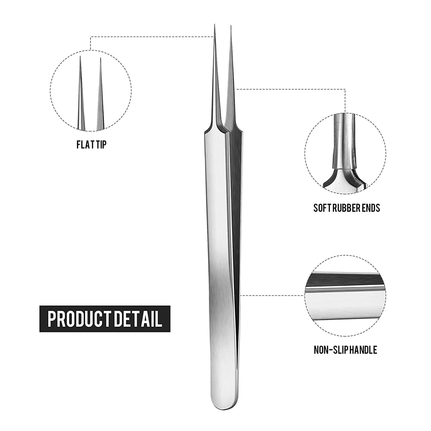 LA PERLA TECH Straight Tweezer Stainless Professional Use