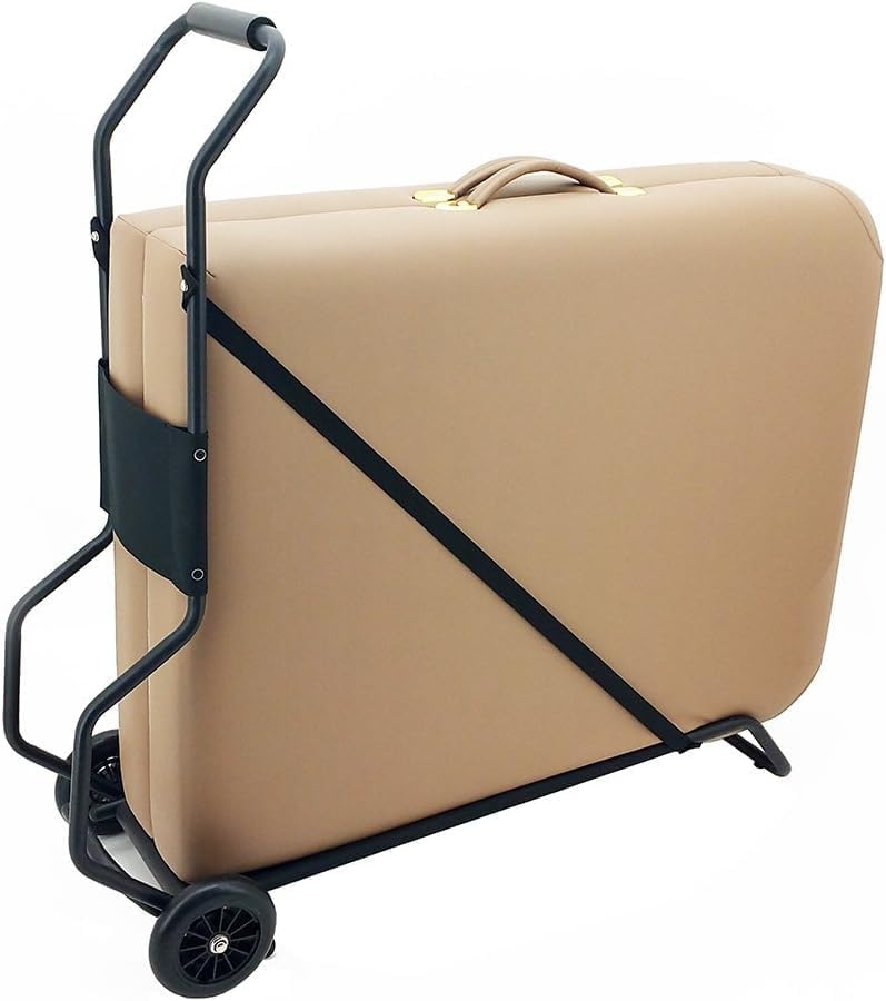 Foldable Wheeled Massage Universal Cart for Massage Table Cart Lightweight Folding Travel Skate with Rubber Wheels & sturdy strap securely Fit all Table Sizes