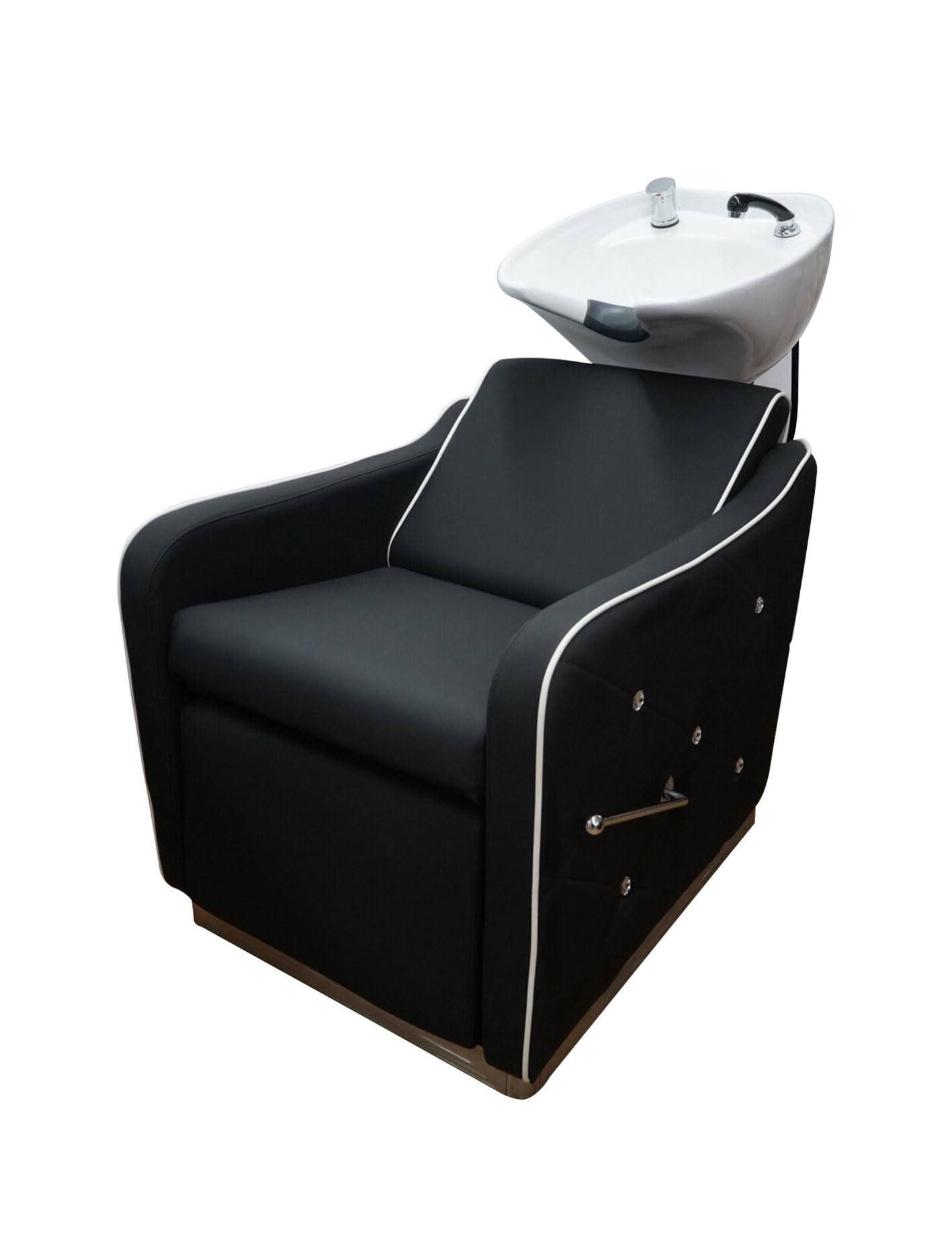 Shampoo Chair-Backwash Unit for Salon,Tilting Ceramic Sink Station,Multifunctional Shampoo Chair for Barbershop,Beauty,Salon,Spa(Black)