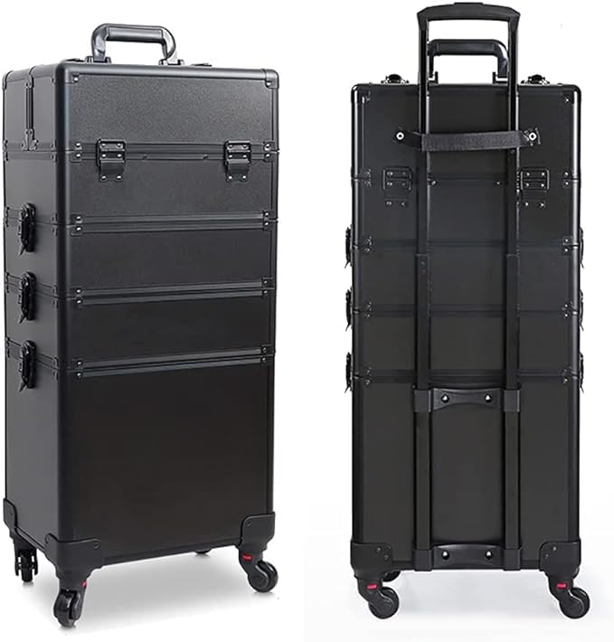 Professional Makeup Case, Large Makeup Train Case, Portable Rolling Makeup Trolley Case, Artists Lockable Jewelry Travel Cosmetic Train Case