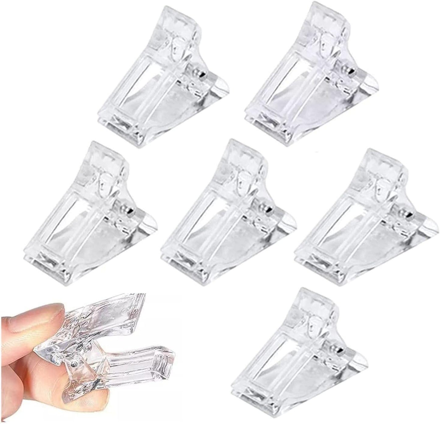 LA PERLA TECH 6 Transparent Nail Clips, Polygel Nail Extension Clips, Transparent Nail Clips, for Quick Building Polygel, Manicure and Nail Art Clips