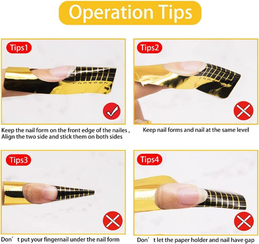 Golden Nail Art Tip Extension Forms for Acrylic UV Gel 500 PICS