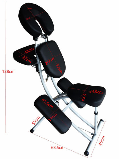 Portable Massage Chairs with Carrying Bag Folding SPA Chair Therapy Chair Tattoo Chair Face Cradle Salon Massage Chair 4 Inches Thickness Sponge Height Adjustable Massage Chair, Black