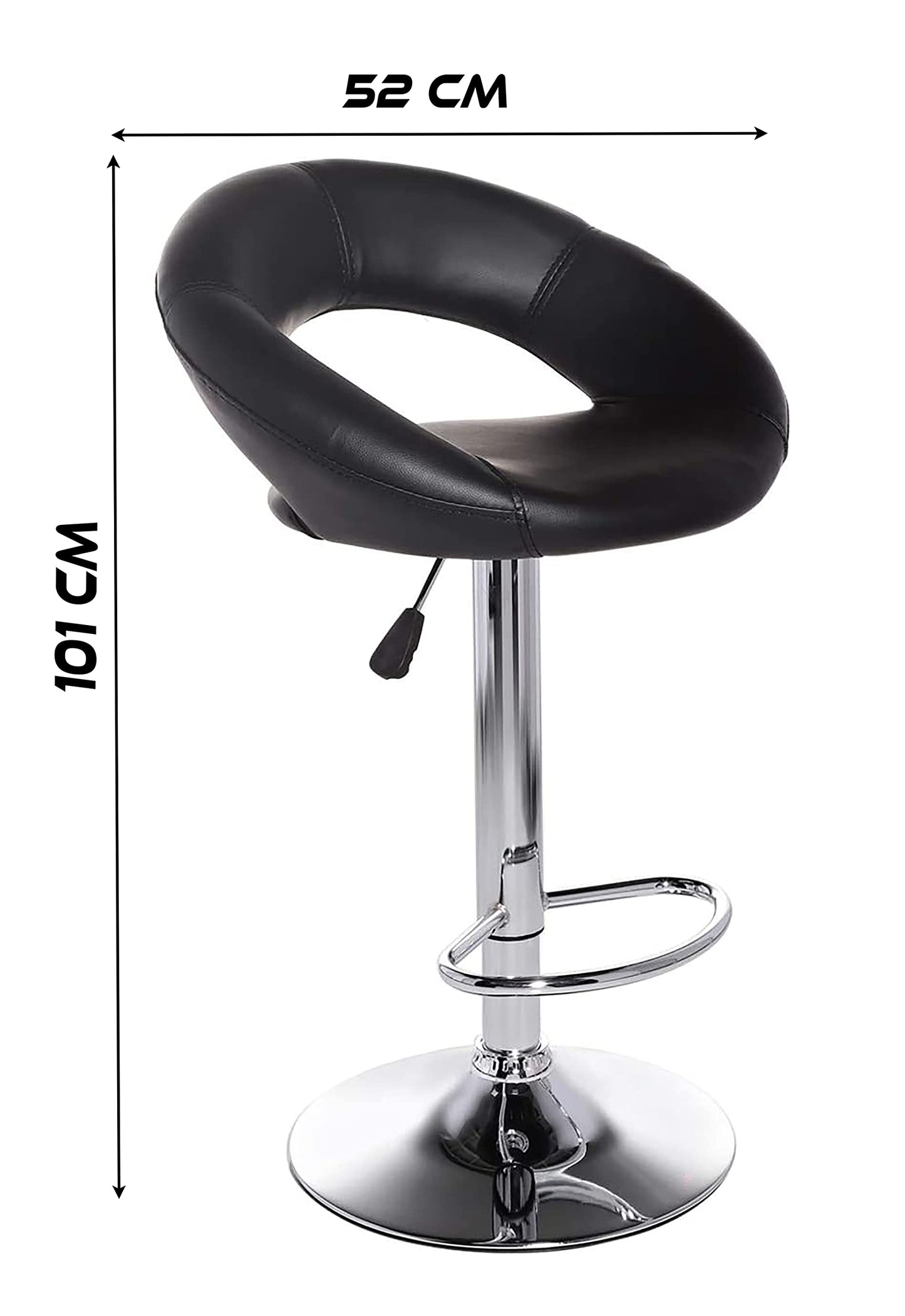 Adjustable Swivel Bar Stool 360 Round Shape (Black)