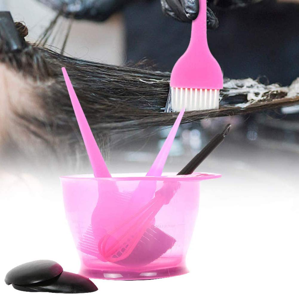 6-Piece Hair Dye Brush And Bowl Set PINK