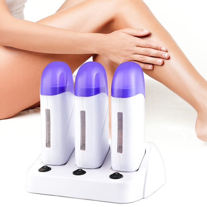 foreverLily Electric Wax Heater Triple Depilatory Roll Wax Warmer Waxing Warming Machine for Hair Removal Roll on Wax Heater for Men and Women