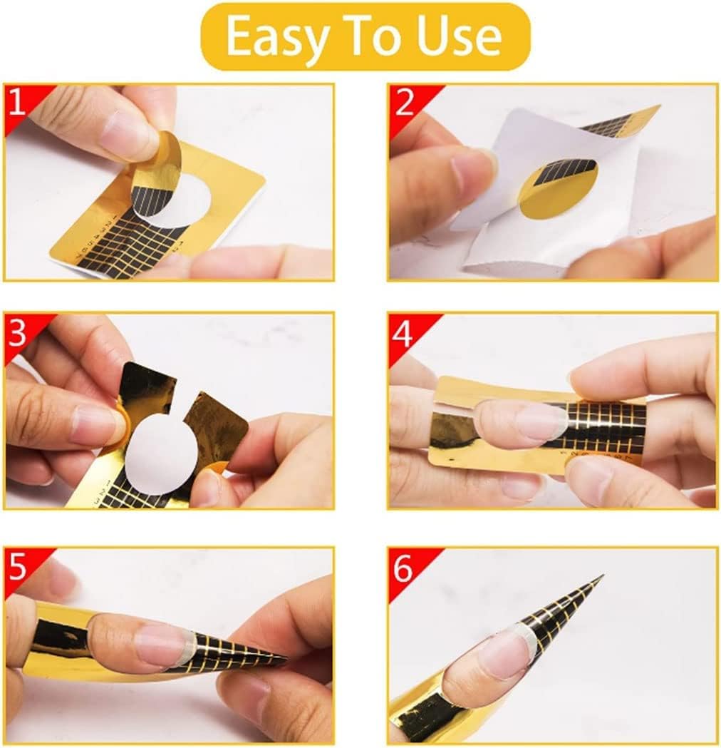 Golden Nail Art Tip Extension Forms for Acrylic UV Gel 500 PICS