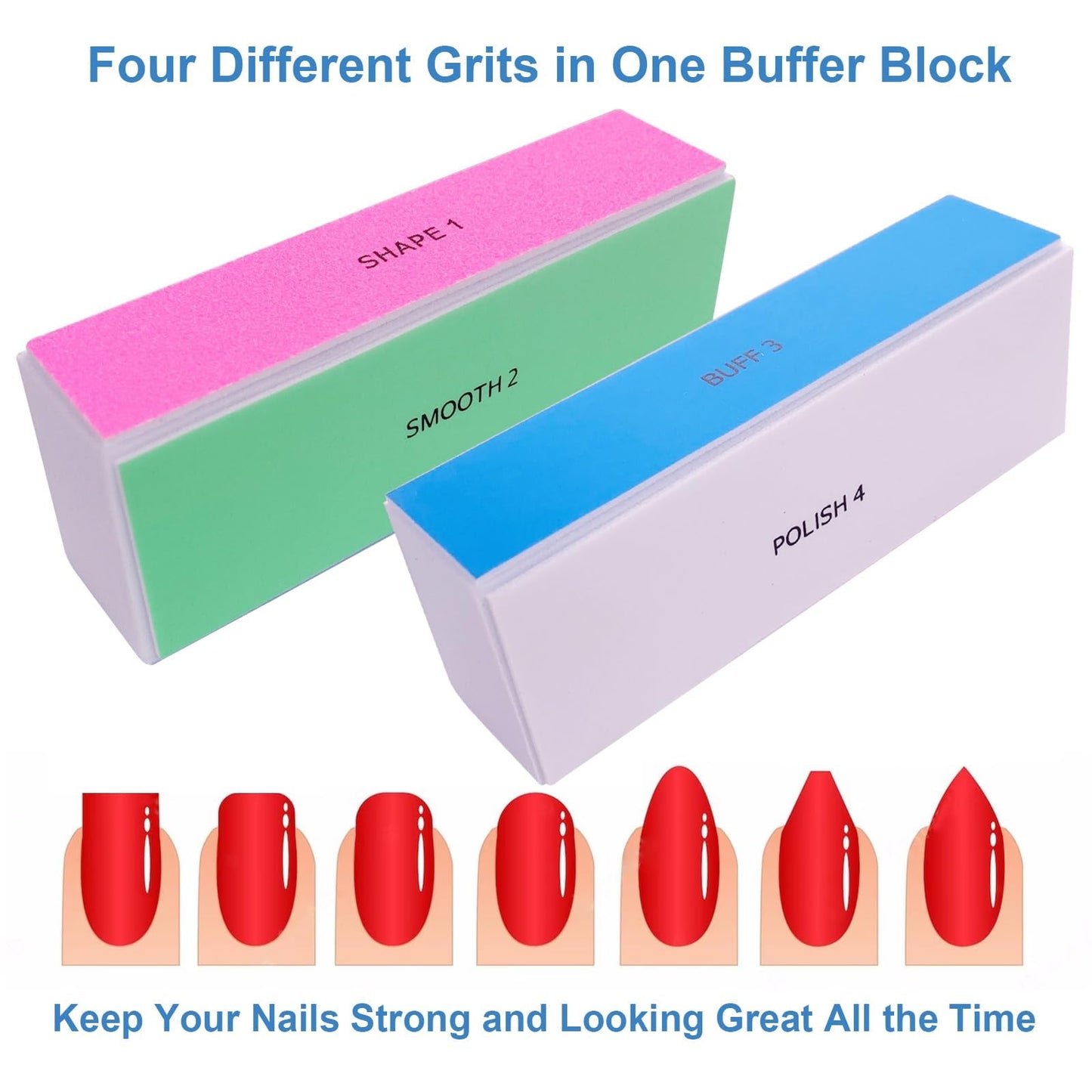 4 Way Nail Buffer Block, Nail Shine Buffers Blocks Files, for Natural and Acrylic Nails Smoother Buffing Block, Polisher Fingernail File Buffer 120/240/600/3000 Grit for Buffing Shinning(10 Pcs)