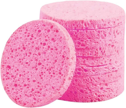 Prrofessional Salon-Spa-Clinic Natural Cellulose Facial Sponge Deep Face Cleansing Exfoliating Sponge-25 Pieces (Pink)