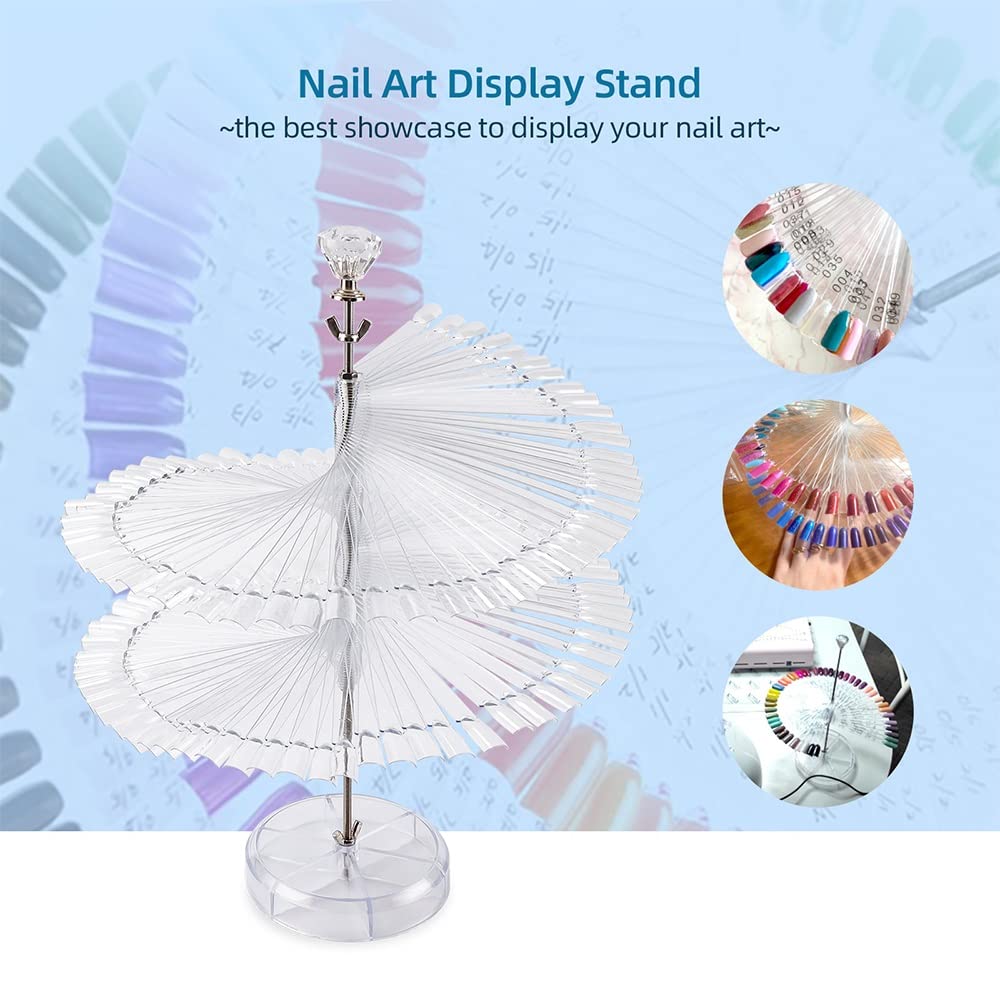 120 Grid Nail Art Display Stand Fan-shaped False Nail Color Card Nail Art Practice Stand Color Card Fake Nail Color Showing Tool