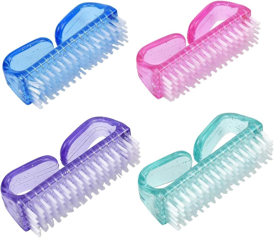 Nail Brush, 4 Pack Handle Grip Nail Brush Nail Hand Scrubbing Cleaning Brush for Toes and Nails Cleaner