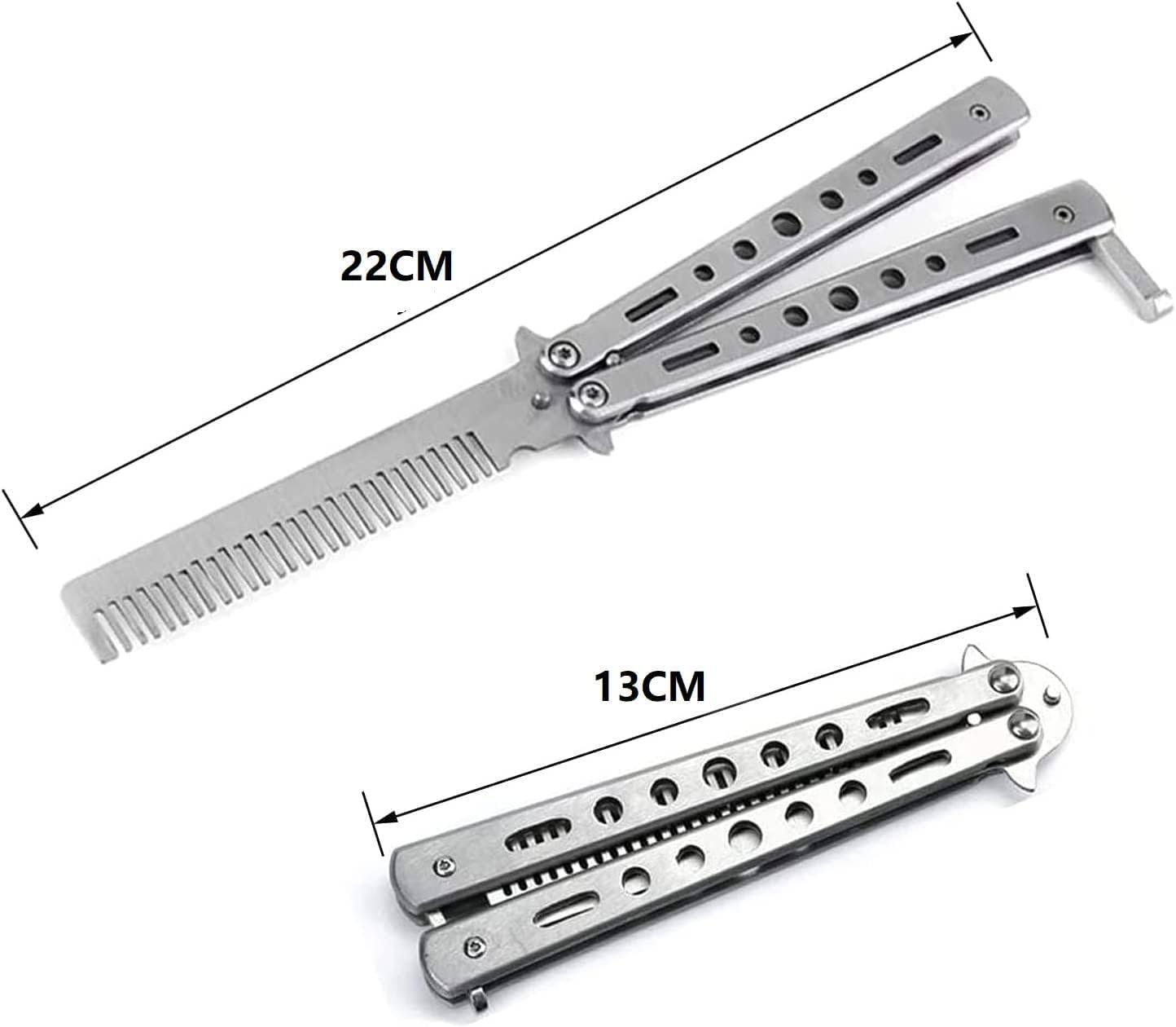 Butterfly Comb, Stainless Steel Foldable Pocket Comb, Spring Hair Comb for Hair, Barber Comb, Hair Styling Accessories Silver