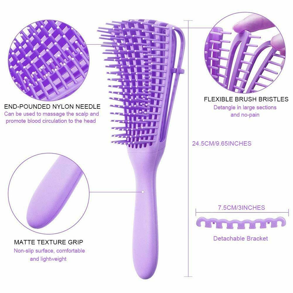 Hair Detangler Brush Natural Wet Detangling Brush for Kinky Curly Hair-Purple