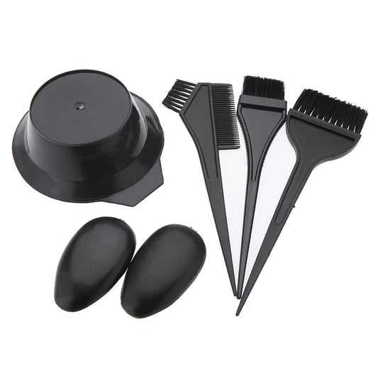 6Pcs Hairdressing Brushes Bowl Combo Salon Hair Color Dye Tint Tool Set Kit