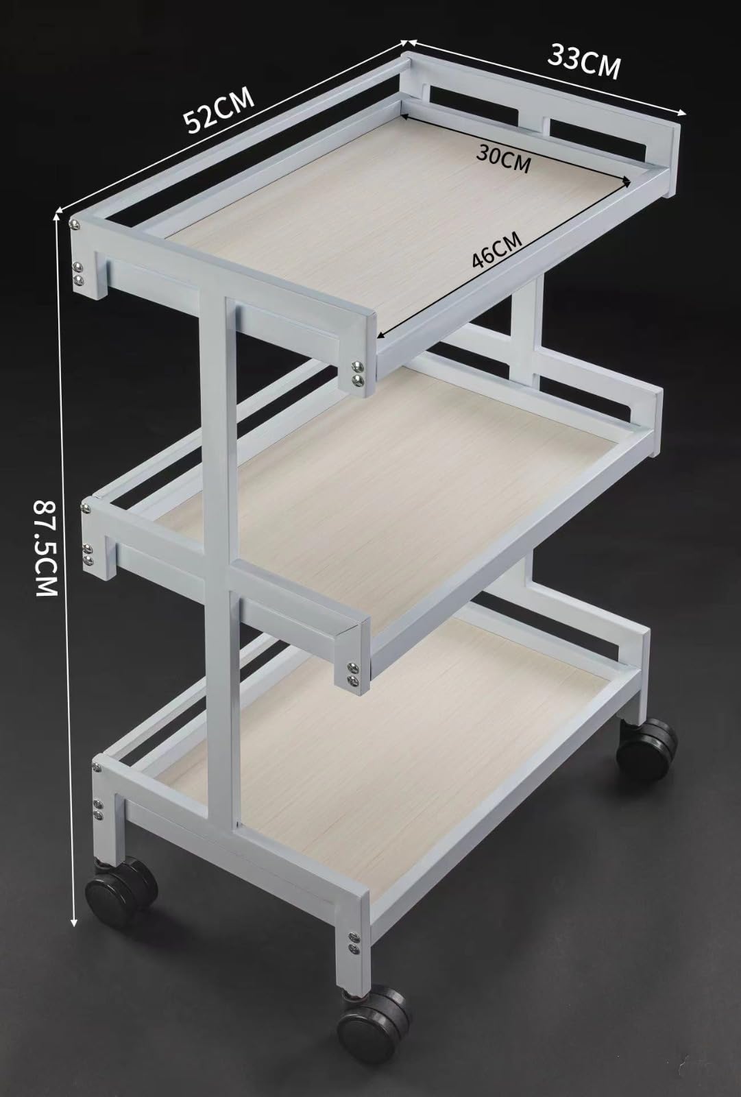 Salon Three Shelves Rolling Trolley Cart, White mobile beauty trolley spa-Clinic-Home-Salon