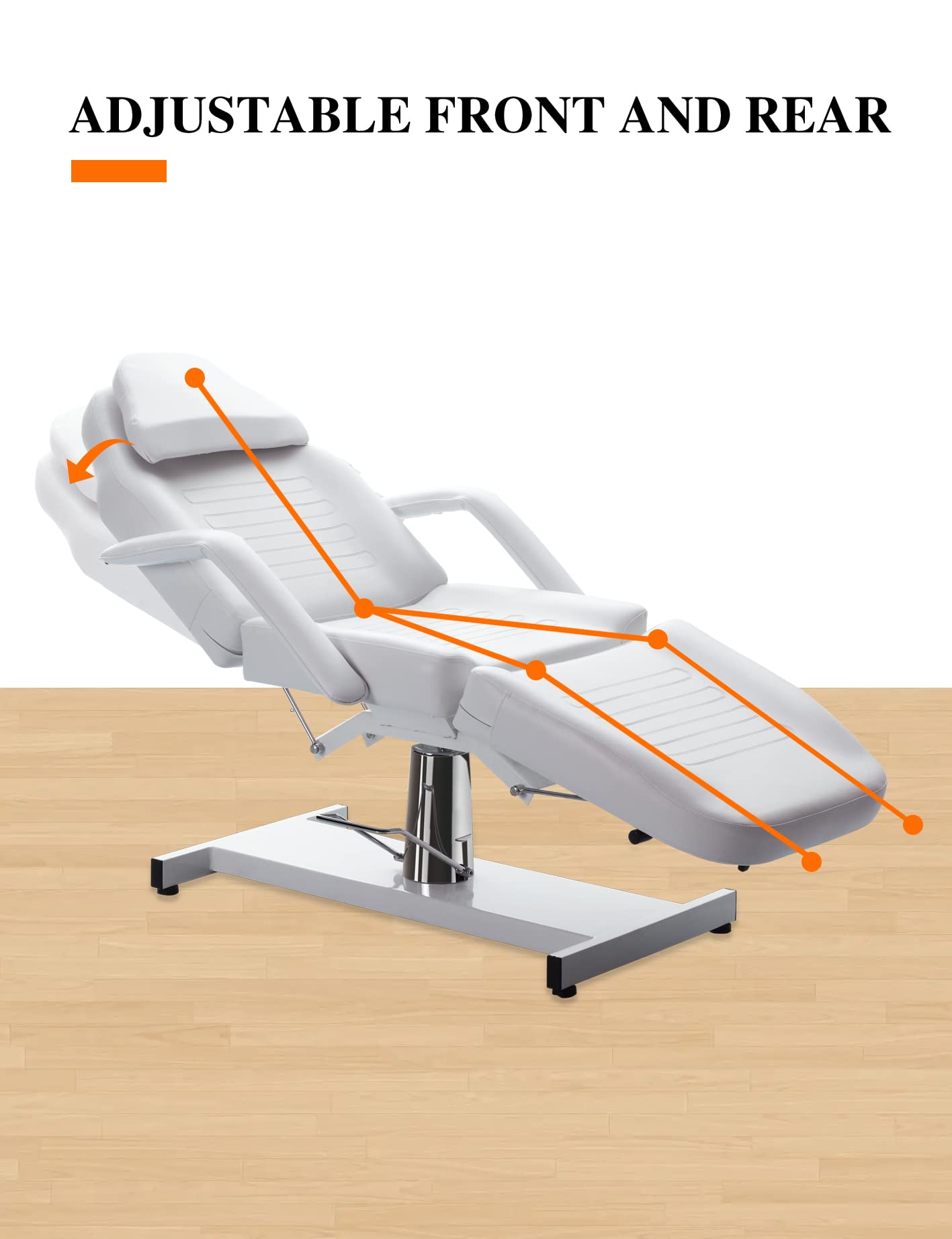 MEISHIDA Massage Facial Bed Adjustable Table Chair With Hydraulic Pump, 360° Swivel Massage Esthetician Table,Beauty Salon Spa Massage Beauty Equipment (white)