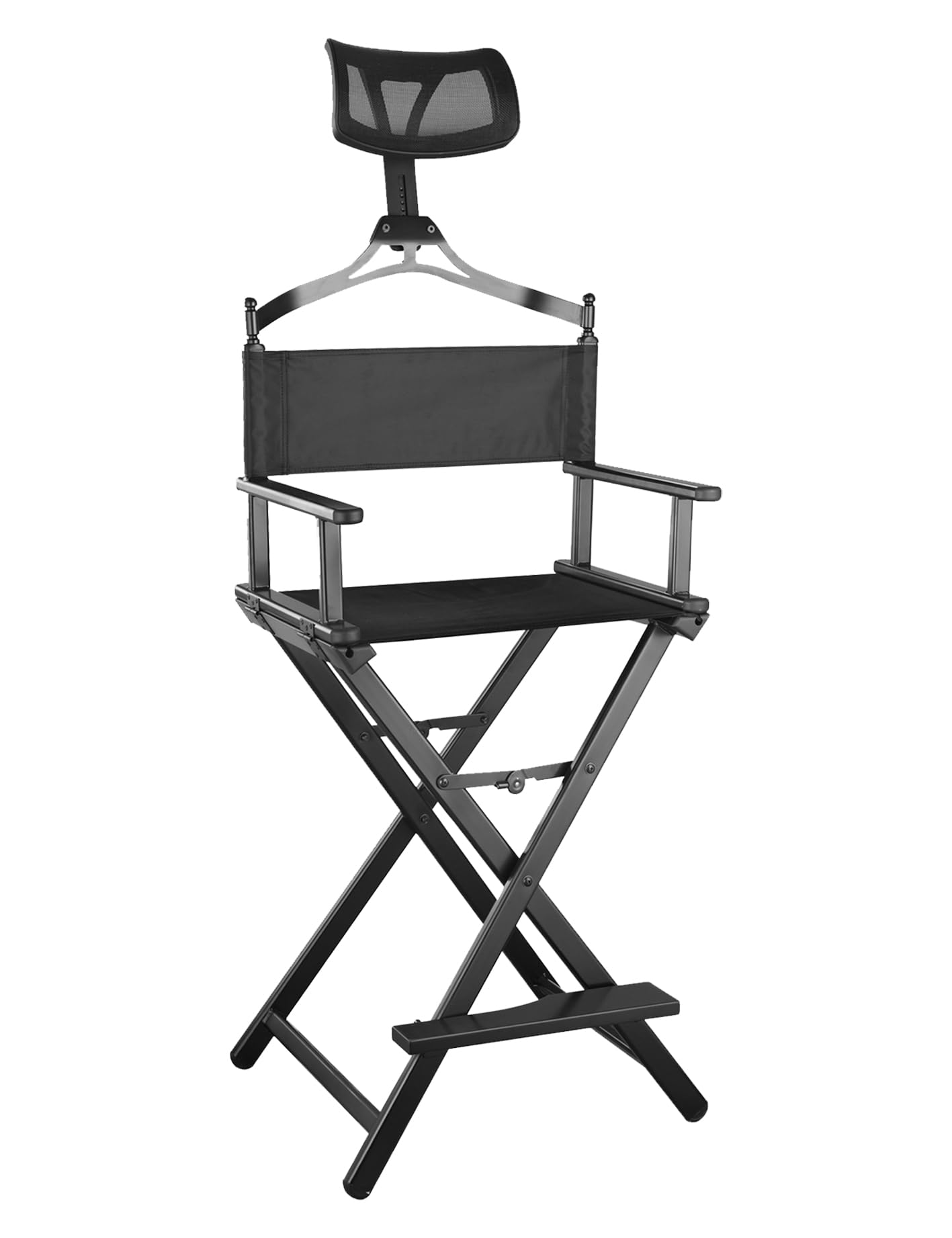 Lightweight Portable Aluminum Director Chair for Makeup Artists and Directors - Foldable, Height Adjustable with Head Rest, for Studio, Salon, Outdoor Events