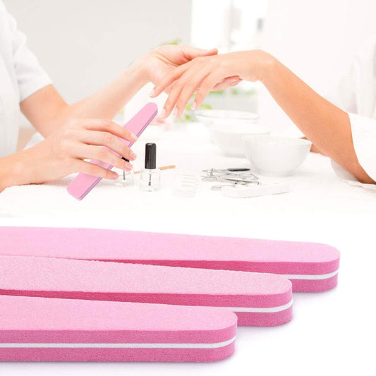 10 Pcs Nail Buffer Block Files Sponge Washable Double Sided 100/180 Sanding Buffing File(Pink)