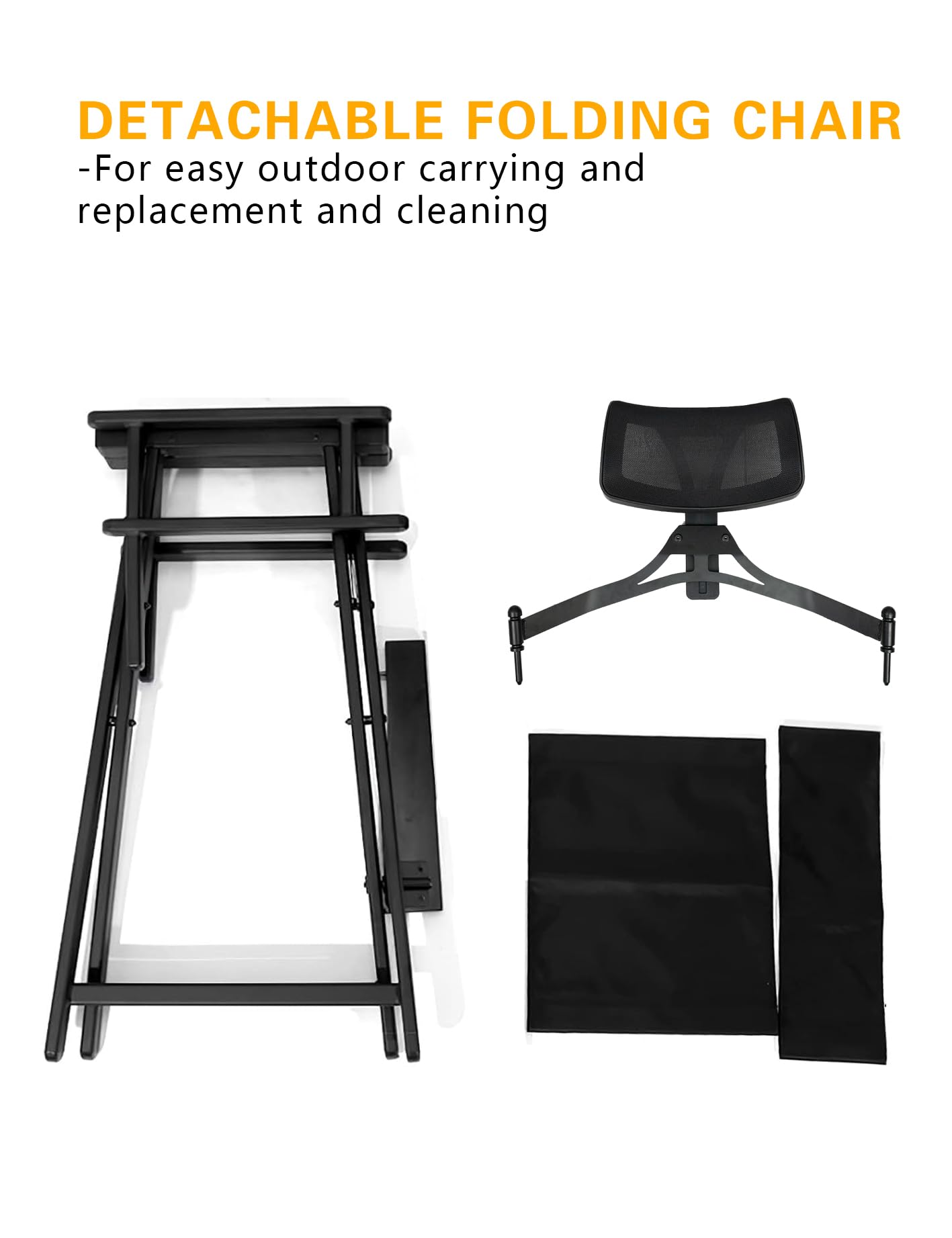 Lightweight Portable Aluminum Director Chair for Makeup Artists and Directors - Foldable, Height Adjustable with Head Rest, for Studio, Salon, Outdoor Events