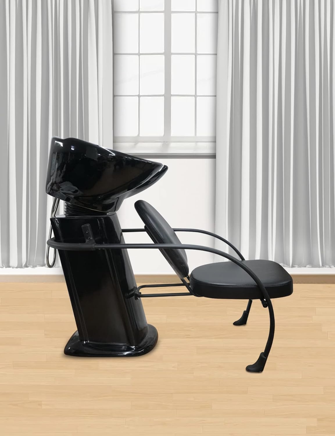 LA PERLA TECH Shampoo Backwash Chair Station Steel Frame Ceramic Basin Hair Wash Bowl for Men & Women Beauty Salon, Barbershop, Hair Spa Furniture