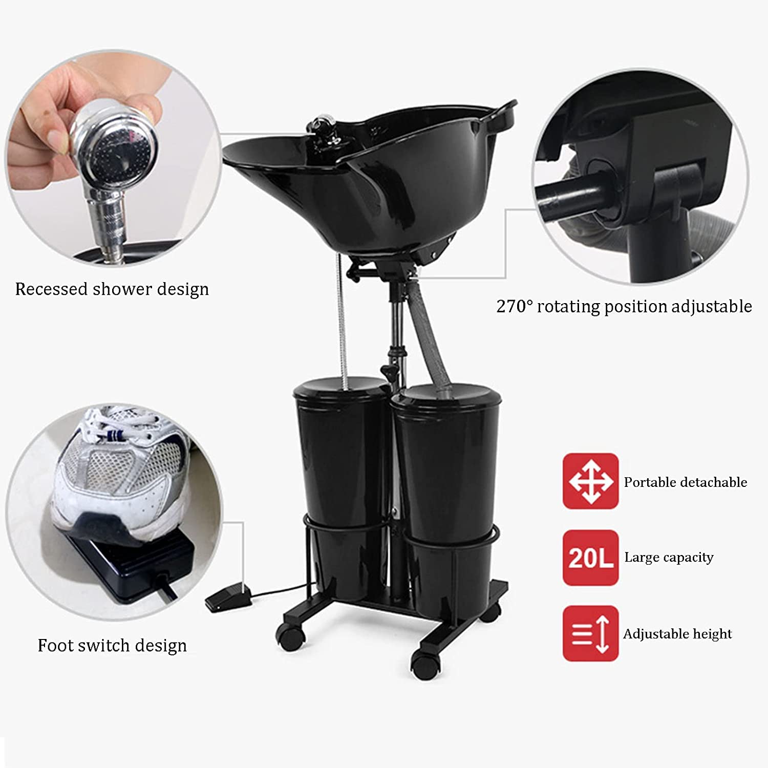 LA PERLA TECH Portable Hairdressing Salon Wash Basin with Electric Pum AJMAL BEAUTY PERSONAL CARE