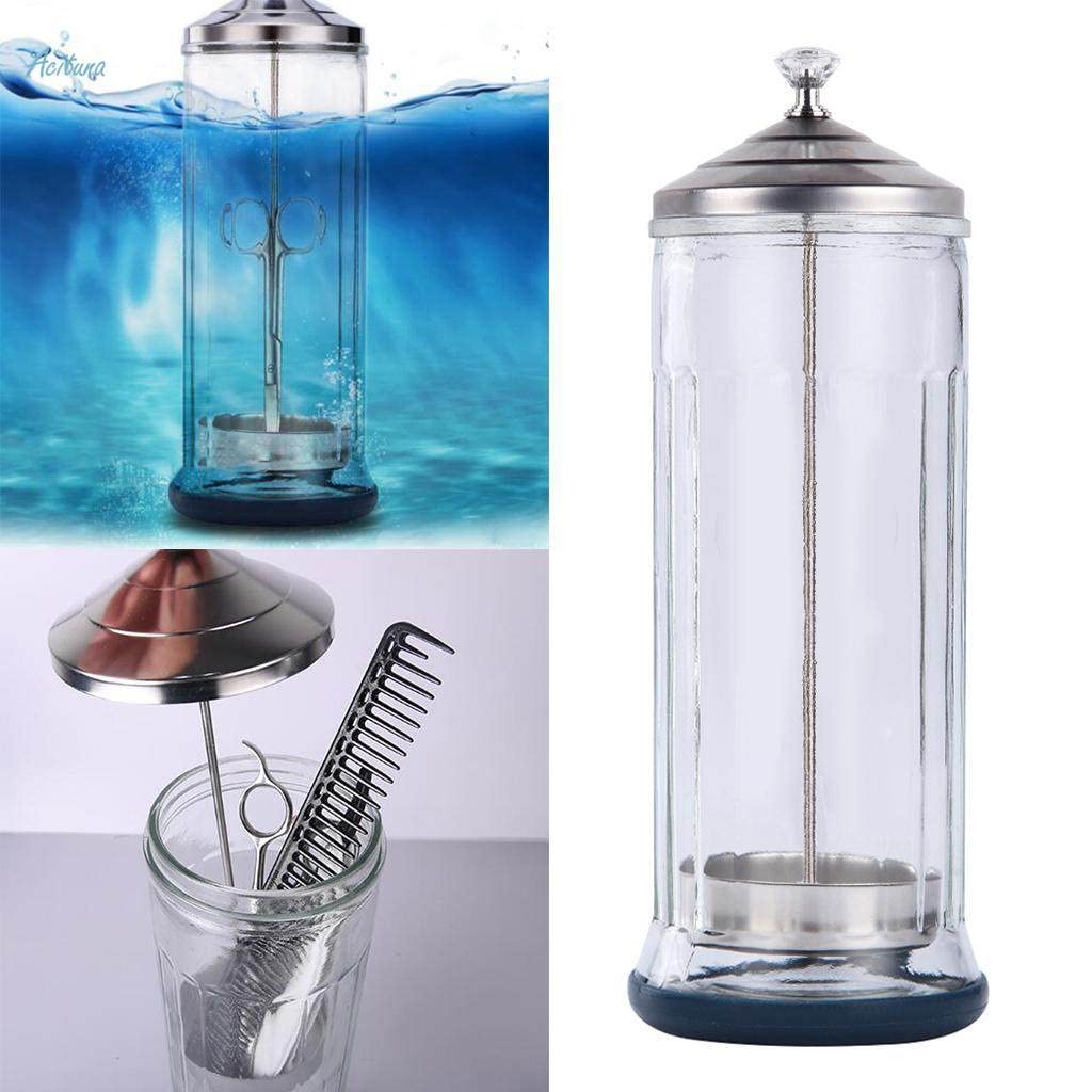 Salon Disinfecting Jar- Removable Basket and Stainless Steel Parts, LARGE Size