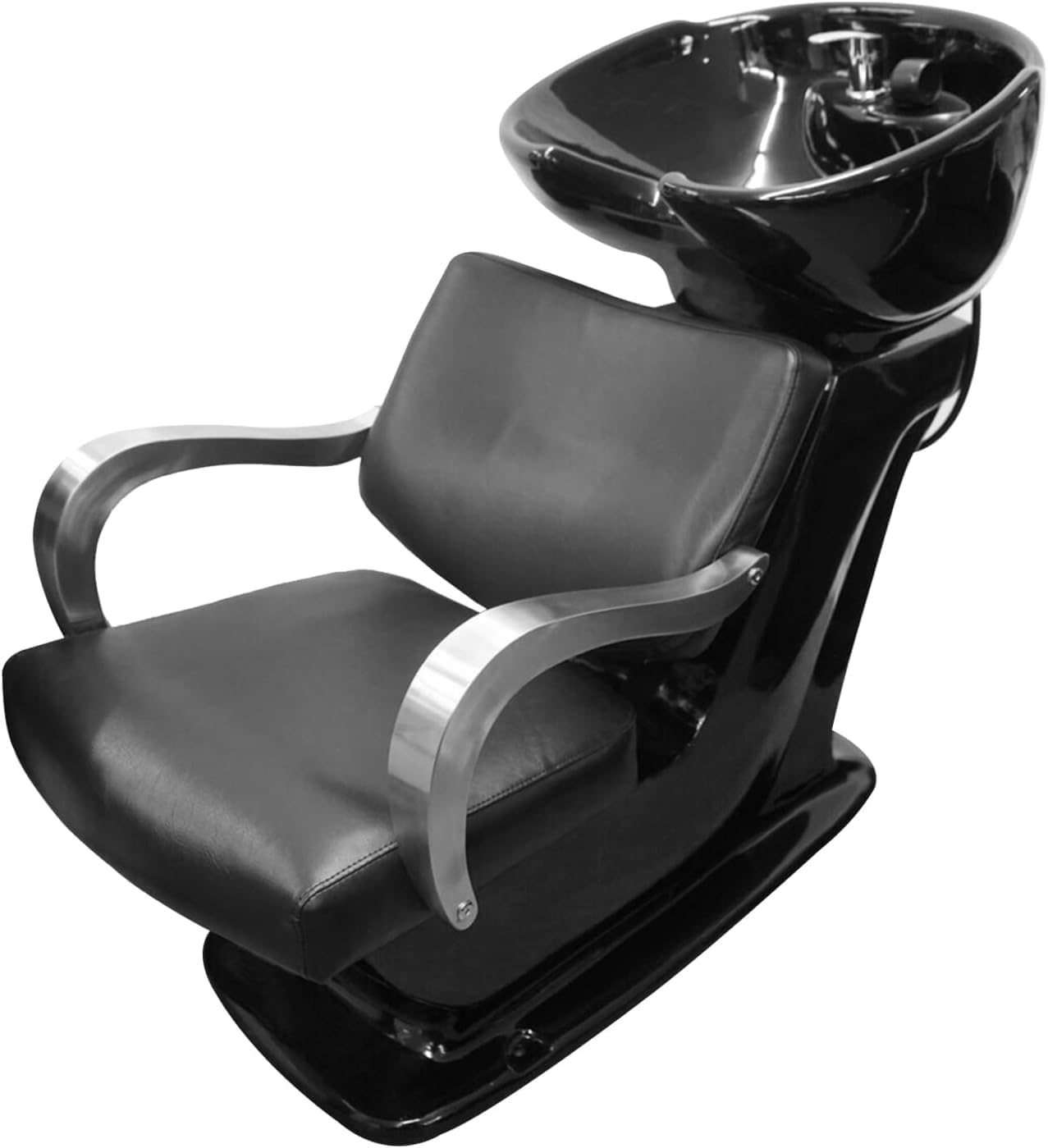 LA PERLA TECH Shampoo Chair Adjustable Ceramic Shampoo Bowl Backwash Chair, Salon Sink Hair Wash Station with Comfort Recline & Multi-Function Design for Barber Sho