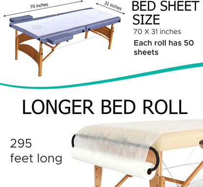 4 Rolls Professional Disposable Non Woven Bed Sheet Roll Massage-Clinic-Spa-Salon table paper roll -50 pics per Roll