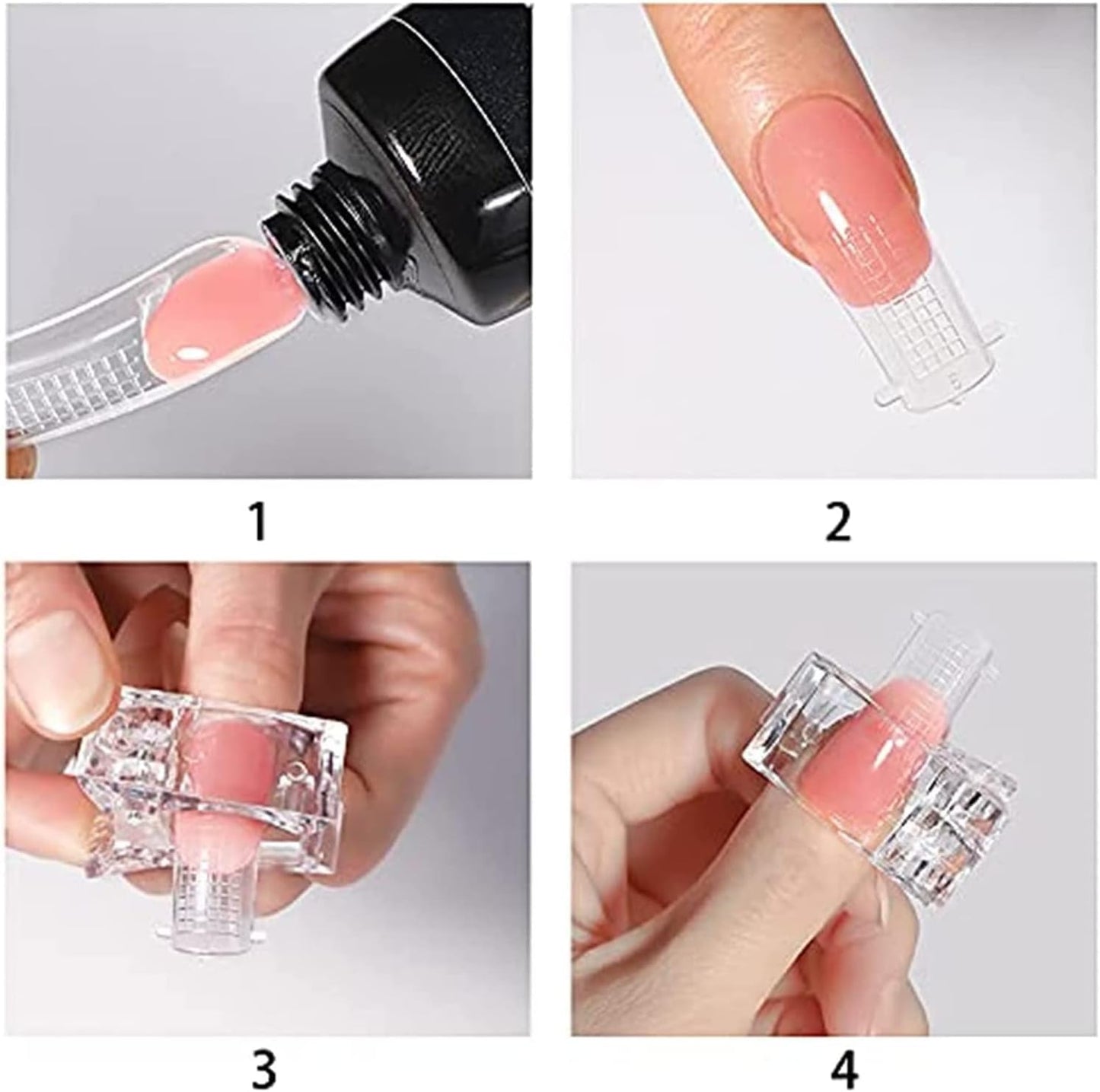 LA PERLA TECH 6 Transparent Nail Clips, Polygel Nail Extension Clips, Transparent Nail Clips, for Quick Building Polygel, Manicure and Nail Art Clips