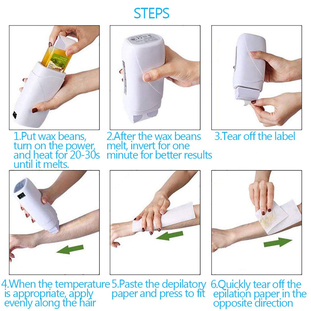 Wax Roller - Cartridge Wax Heating Wax Depilatory Roller Machine for Body Hair Removal Single Waxing Heaters (White 1PC)