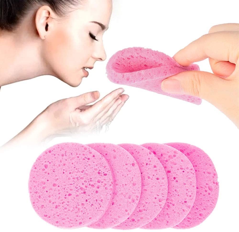 12 Pics Facial Sponges Cleansing Reusable Compressed Cellulose Face Sponge (Round)