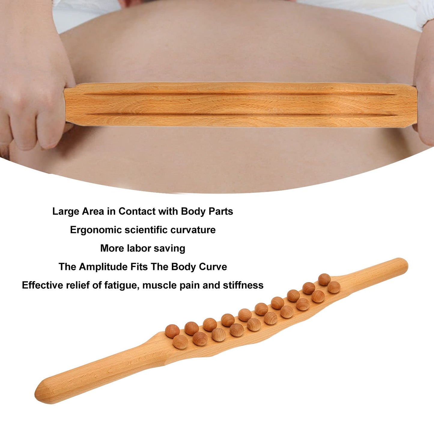 Wood Therapy Gua Sha Massage Tools - Wood Roller Stick Massager, Muscle Release and Soft Tissue Massage Tool, Back, Belly, Shoulder Flexor Release Tool, Lymphatic Drainage Tool