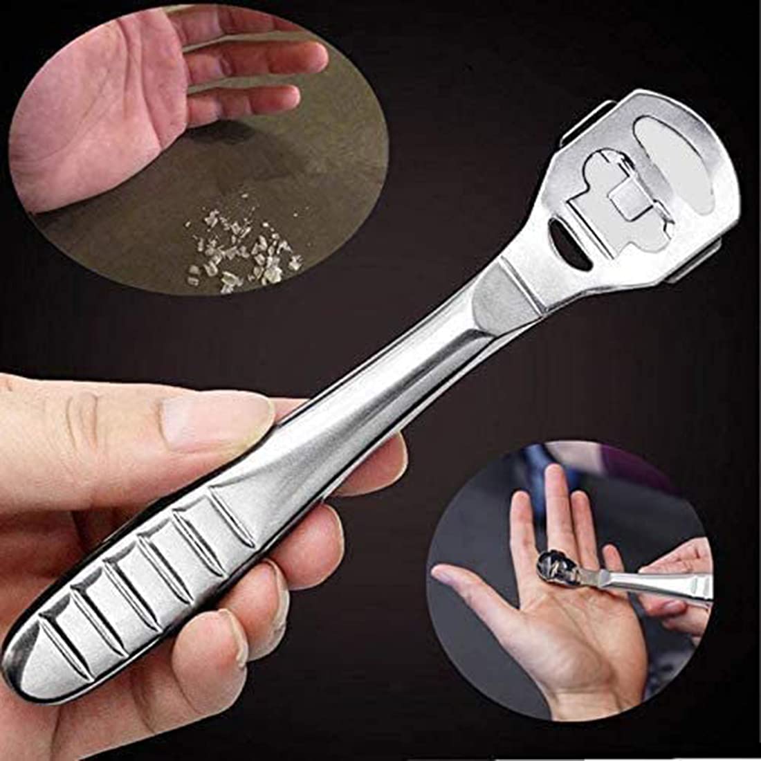 Foot Scraper Premium Stainless Steel Foot Rasp Callus Shaver Foot Files Dead Hard Skin Remover Scraper Pedicure Foot Care Tool with 10 Blades for Wet and Dry Feet Sliver