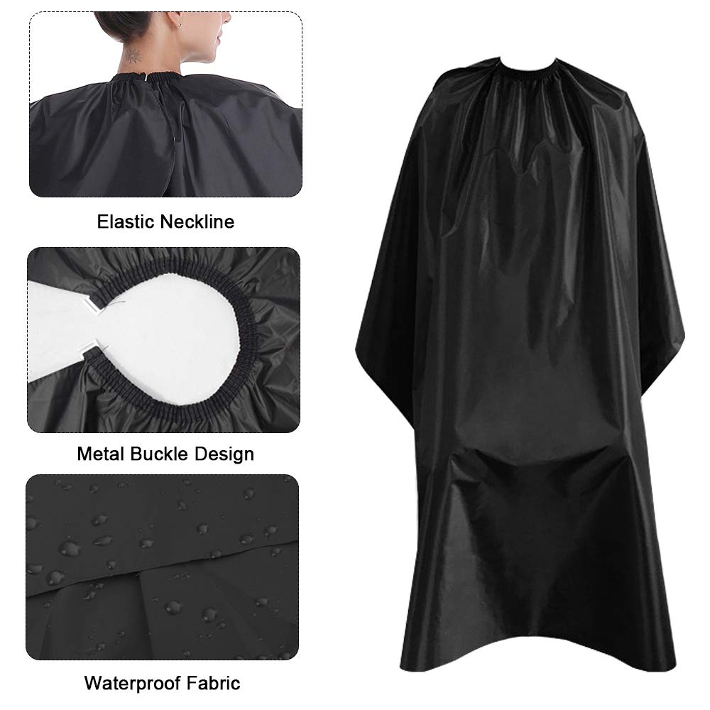 Professional Hair Salon Nylon Cape with Metal Adjustable Buckle & Neck Duster, SourceTon Light Weight Extra Long Cape (55 inch X 47 inch) and Neck Duster Brush, Perfect for Barbershop and Salon