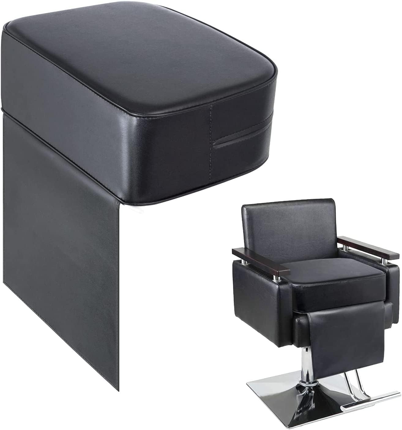 Salon Booster Seat Cushion for Child Hair Cutting, Cushion for Styling Chair, Barber Beauty Salon Spa Equipment Black