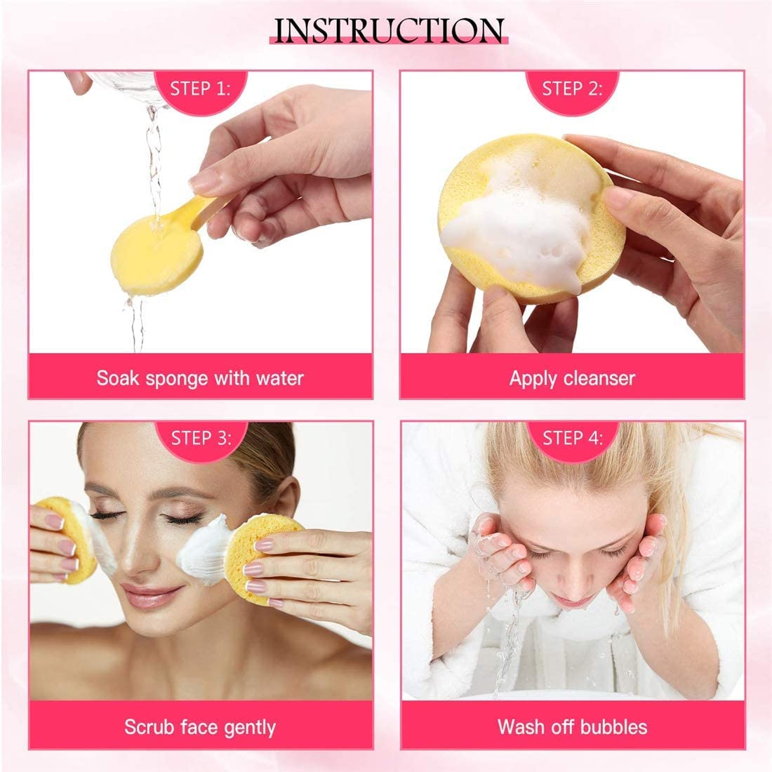 Compressed Face Sponge, 72 Pieces Face Cleansing Sponge Makeup Removal Sponge Pad Exfoliating Wash Round Face Sponge