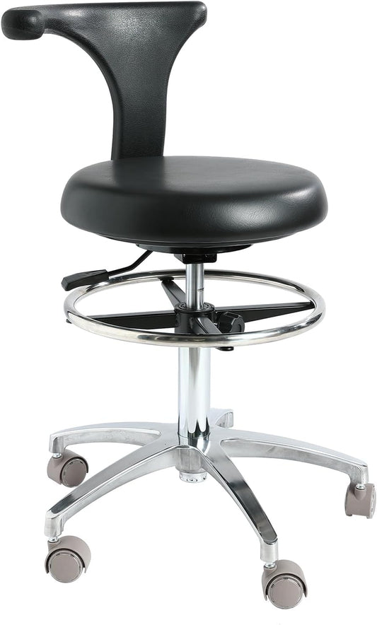 Professional Stool for Dentist, Studio, Medical Center Beauty Swivel Stool,stainless base Heavy Duty Black