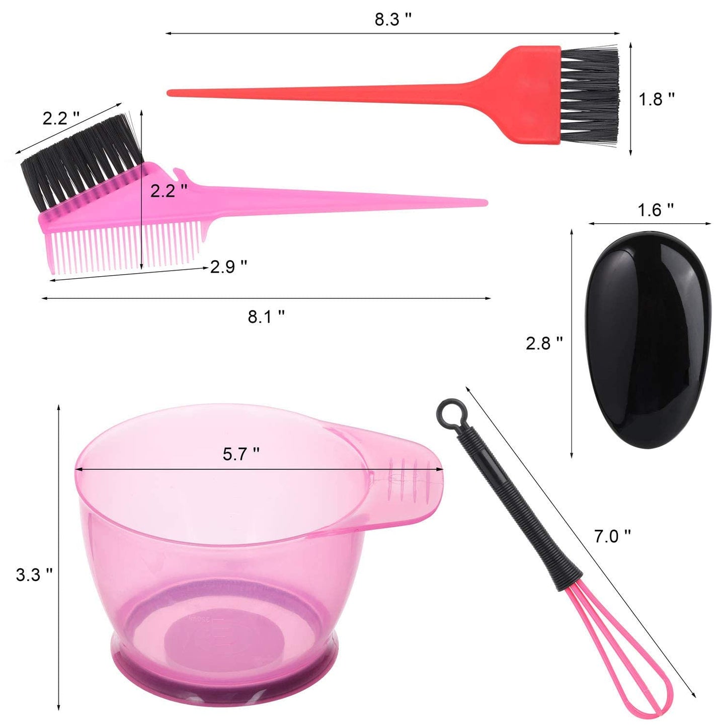 6-Piece Hair Dye Brush And Bowl Set PINK